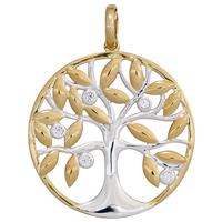 SIGO Anhänger Baum 585 Gold Gelbgold bicolor 5 Diamanten Brillanten Goldanhänger