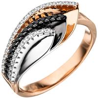 SIGO Damen Ring 925 Sterling Silber tricolor dreifarbig mit Zirkonia