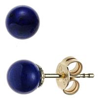 sigo Ohrstecker Kugel 585 Gold Gelbgold 2 Lapislazuli blau Ohrringe Goldohrstecker