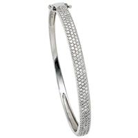 sigo Armreif Armband 925 Sterling Silber mit Zirkonia Silberarmreif Klappverschluss