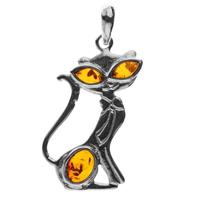 OSTSEE-SCHMUCK Kettenanhänger »Katze Silber 925/000 Bernstein« (1-tlg)