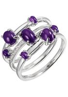 Jobo Fingerring, breit 925 Silber mit Amethyst und Zirkonia