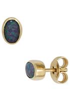 Jobo Paar Ohrstecker, oval 585 Gold mit Opal-Tripletten