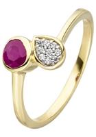 Jobo Fingerring, 333 Gold mit Rubin und 9 Zirkonia