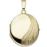 SIGO Medaillon oval 585 Gold Gelbgold mattiert Anhänger zum Öffnen