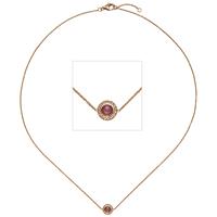 SIGO Collier Halskette 585 Gold Rotgold 1 Turmalin pink 16 Diamanten Brillanten 42 cm