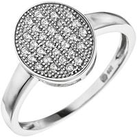 SIGO Damen Ring oval aus 925 Sterling Silber mit 30 Zirkonia Silberring