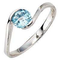 SIGO Damen Ring 333 Gold Weißgold 1 Blautopas hellblau blau Goldring