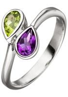 Jobo Silberring, 925 Silber mit Amethyst und Peridot