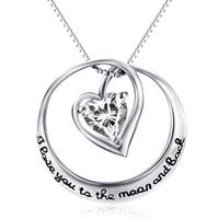 Schmuck-Elfe Herzkette »Herz I Love You to the moon and back« (inkl. Schmuckbox), 925 Silber coloriert