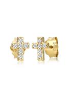 Diamore Paar Ohrstecker »Kreuz Religion Diamant (0.12 ct) 585er Gelbgold«