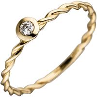 SIGO Damen Ring gedreht 585 Gold Gelbgold 1 Diamant Brillant 0,05ct. Goldring