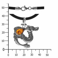 OSTSEE-SCHMUCK Halsreif »Drache - Kautschukreif Silber 925/000 Bernstein« (2-tlg)