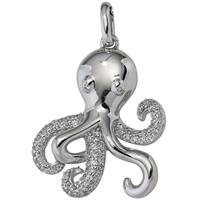 sigo Anhänger Krake 925 Sterling Silber rhodiniert mit Zirkonia Octopus