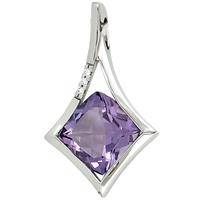 SIGO Anhänger 585 Gold Weißgold 1 Amethyst lila violett 3 Diamanten Brillanten