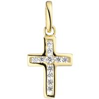 sigo Anhänger Kreuz 375 Gold Gelbgold 11 Zirkonia Kreuzanhänger Goldkreuz