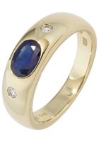 Jobo Diamantring, 585 Gold mit Safir und 2 Diamanten