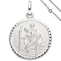 sigo Anhänger Schutzpatron Christopherus 925 Sterling Silber mit Kette 50 cm