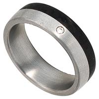 SIGO Partner Ring Edelstahl mattiert mit Carbon 1 Diamant Brillant