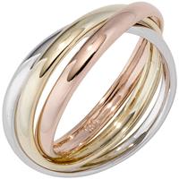 SIGO Damen Ring 3-reihig 585 Gelbgold Weißgold Rotgold tricolor dreifarbig Goldring