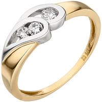 SIGO Damen Ring 375 Gold Gelbgold bicolor 3 Zirkonia Goldring