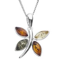 OSTSEE-SCHMUCK Kette mit Anhänger »Schmetterling Silber 925/000 Bernstein« (2-tlg)