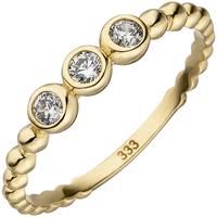 SIGO Damen Ring Kugel 333 Gold Gelbgold 3 Zirkonia Goldring Kugelring