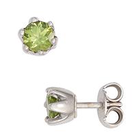 sigo Ohrstecker rund 925 Sterling Silber rhodiniert 2 Peridote grün Ohrringe