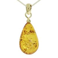 OSTSEE-SCHMUCK Kette mit Anhänger »Tropfen flach, ca. 20 mm lang Gold 333/000 Bernstein« (2-tlg)