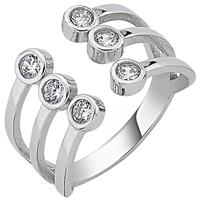 SIGO Damen Ring offen 925 Sterling Silber 6 Zirkonia Silberring