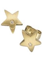 Jobo Paar Ohrstecker »Sterne«, 585 Gold mit 2 Diamanten