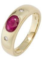 Jobo Diamantring, 585 Gold mit Rubin und 2 Diamanten