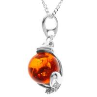 OSTSEE-SCHMUCK Kette mit Anhänger »Frosch Silber 925/000 Bernstein« (2-tlg)