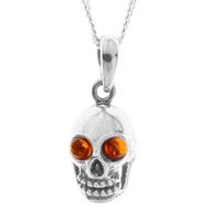 OSTSEE-SCHMUCK Kette mit Anhänger »Totenkopf Silber 925/000 Bernstein« (2-tlg)