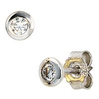 sigo Ohrstecker rund 375 Gold Weißgold 2 Zirkonia Ohrringe