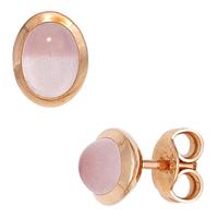 sigo Ohrstecker oval 585 Gold Rotgold 2 Rosenquarz Cabochons rosa Ohrringe