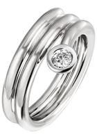 Jobo Fingerring »Spirale«, 925 Silber mit Zirkonia