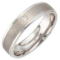 SIGO Partner Ring 925 Sterling Silber rhodiniert mattiert 1 Zirkonia Silberring