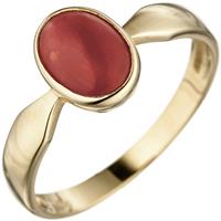 SIGO Damen Ring 333 Gold Gelbgold 1 Koralle rot Goldring