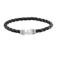 CAÏ Armband »925/- Sterling Silber rhodiniert Lederband 21cm«