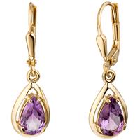 sigo Boutons Tropfen 333 Gold Gelbgold 2 Amethyste lila violett Ohrringe Ohrhänger