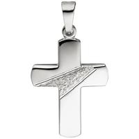 sigo Anhänger Kreuz 925 Silber gehämmert diamantiert Kreuzanhänger Silberkreuz