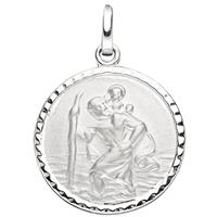 SIGO Anhänger Schutzpatron Christopherus rund 925 Sterling Silber mattiert