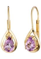 JOBO Paar Ohrhänger, Tropfen 333 Gold mit Amethyst