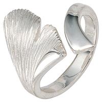 SIGO Damen Ring Ginko Gingko offen 925 Sterling Silber mattiert Handarbeit Silberring