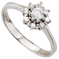 SIGO Damen Ring 925 Sterling Silber rhodiniert mit Zirkonia Silberring