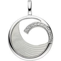 sigo Anhänger 925 Sterling Silber 12 Zirkonia 1 Perlmutt Einlage Perlmuttanhänger