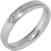 SIGO Partner Ring 925 Sterling Silber rhodiniert mattiert 3 Zirkonia Silberring