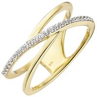 SIGO Damen Ring 2-reihig 375 Gold Gelbgold 24 Zirkonia Goldring