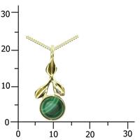 OSTSEE-SCHMUCK Kette mit Anhänger »Blüte Gold 333/000 Malachit« (2-tlg)